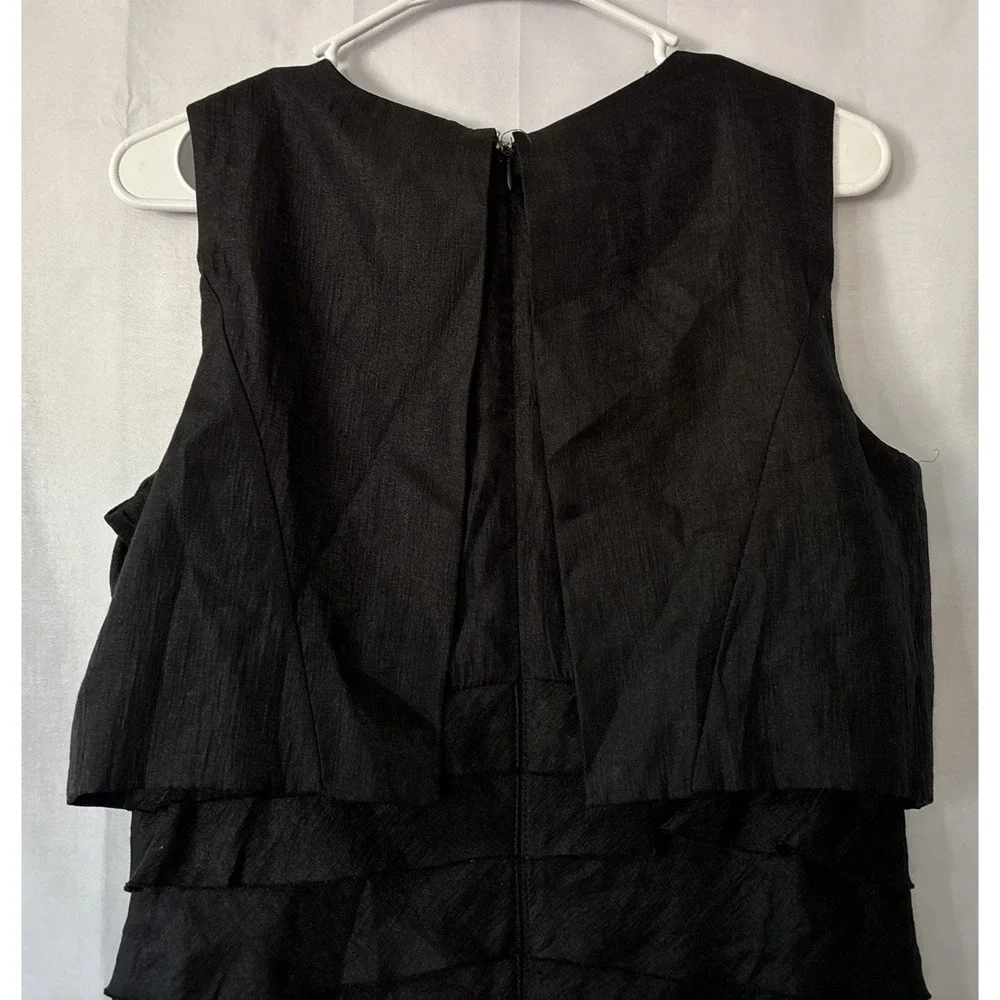 London‎ Times Sz 10 Jeweled Collar Shimmering Black Tiered Ruffle Cocktail Dress